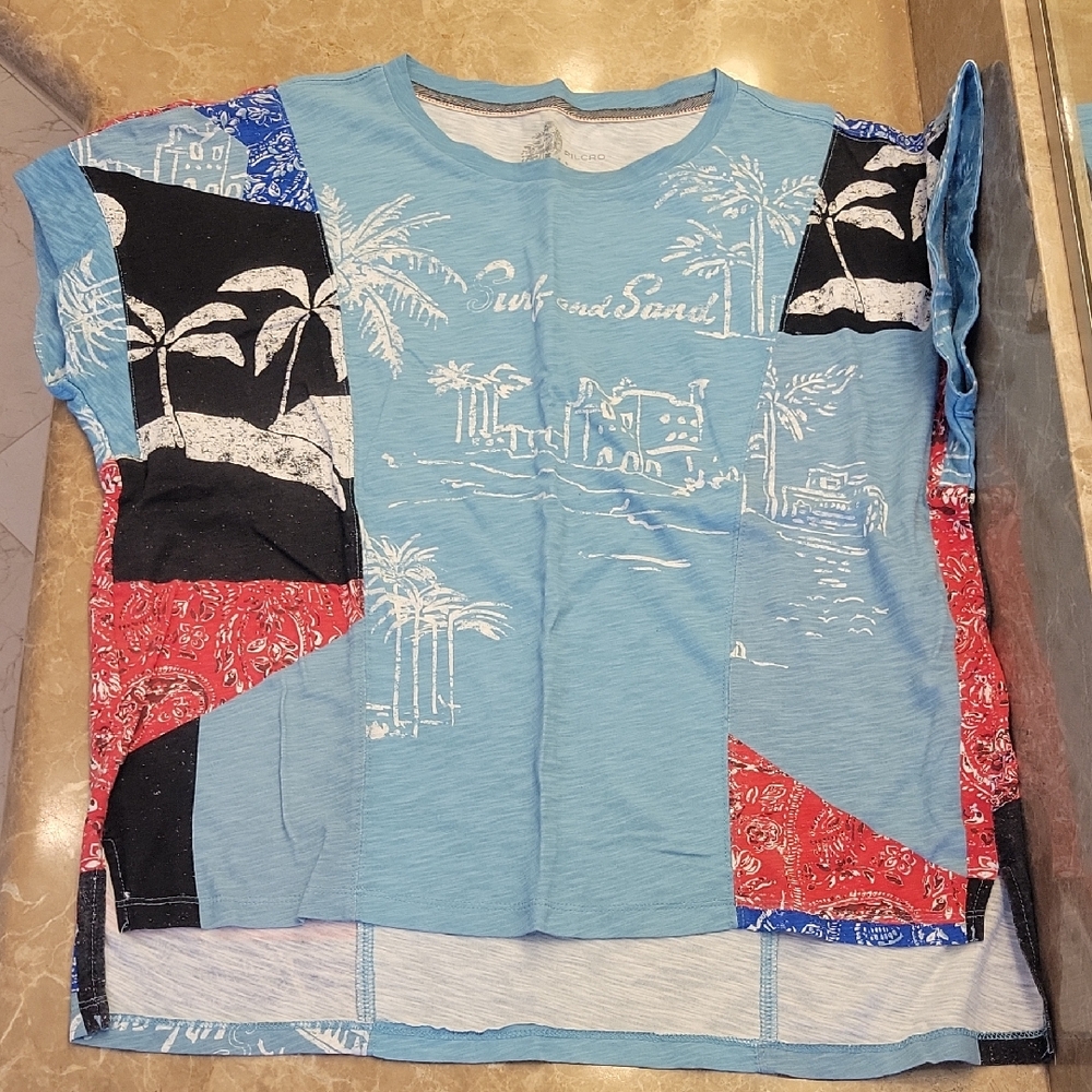 Pilcro Multicolor Patchwork Short Sleeve Tee, S - image 1